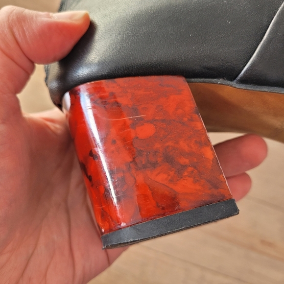 Black Topshop leather boots with red block heels 39 - Picture 9 of 14